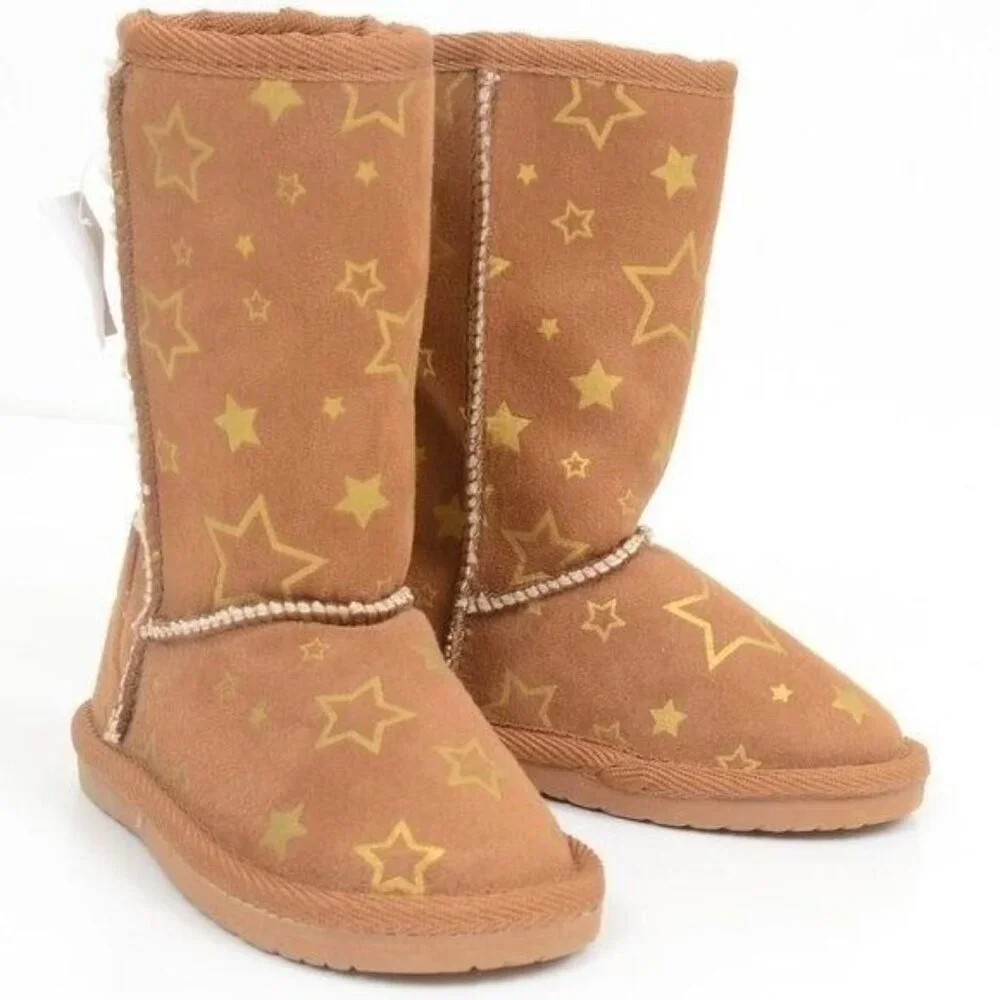 Airwalk Cognac Girls' Emma Star Cozy‎ Toddler Shearling Boot Size 6 Warm Winter